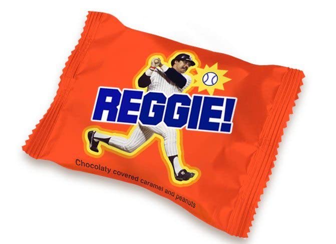 A single wrapped REGGIE! Bar in its orange wrapper